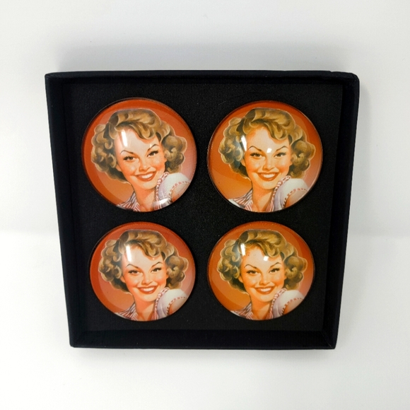 Kitchen Vintage Style Smiling Pinup Girl Refrigerator Set Of 4 Poshmark
